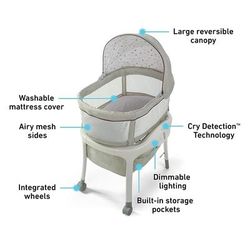 Graco Sense2Snooze Bassinet with Cry Detection Technology - Roma