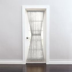 Wide Width BH Studio Sheer Voile Door Panel With Tiebacks by BH Studio in Silver (Size 60" W 54" L) Window Curtain
