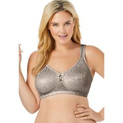Plus Size Women's Jacquard Wireless Bra by Comfort Choice in Light Taupe (Size 40 DDD)