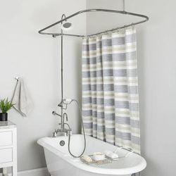 Randolph Morris 60 Inch Deck Mount Clawfoot Tub Shower Enclosure with Gooseneck Faucet and Sunflower Shower Head RM731S-60BN