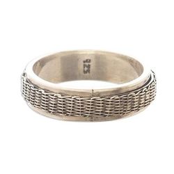 Wicker Basket,'Basketweave Sterling Silver Spinner Ring'