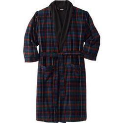 Men's Big & Tall Jersey-Lined Flannel Robe by KingSize in Multi Plaid (Size XL/2XL)