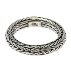 Sterling silver band ring, 'Dragon Lady'