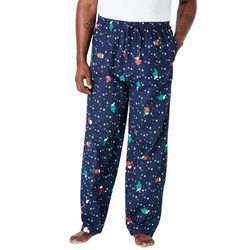 Men's Big & Tall Novelty Print Flannel Pajama pants by KingSize in Santa Hats (Size 5XL) Pajama Bottoms