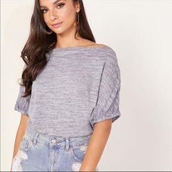 Free People Tops | Free People Off The Shoulder Heather Grey Top | Color: Gray | Size: S