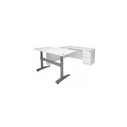 Pneumatic Lift Height Adjustable Managers U-Desk in White