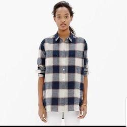 Madewell Tops | Madewell Plaid Shirt | Color: Blue/Cream | Size: Xxs