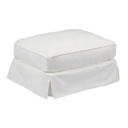 Sunset Trading Americana Box Cushion Slipcovered Ottoman In White Performance Fabric - Sunset Trading SU-108530-391081