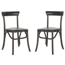 Kenny 19''H Side Chair - Brass Nail Heads in Antique Black/Dark Umber - Safavieh MCR4688A-SET2