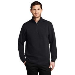 Port Authority F295 Slub Fleece 1/4-Zip Pullover T-Shirt in Black size XS | Cotton/Polyester Blend