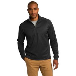 Port Authority K805 Vertical Texture 1/4-Zip Pullover T-Shirt in Black/Iron Grey size Medium | Cotton/Polyester Blend