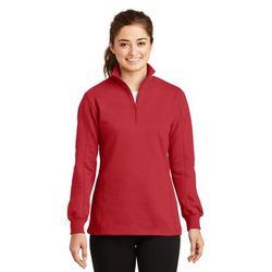 Sport-Tek LST253 Women's 1/4-Zip Sweatshirt in True Red size Small | Cotton/Polyester Blend