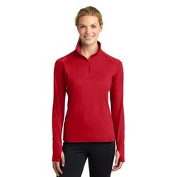 Sport-Tek LST850 Athletic Women's Sport-Wick Stretch 1/4-Zip Pullover Top in True Red size Medium | Polyester/Spandex Blend