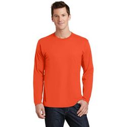 Port & Company PC450LS Long Sleeve Fan Favorite Top in Orange size Large | Polyester Blend