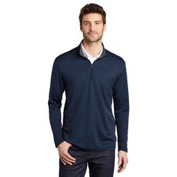 Port Authority K584 Silk Touch Performance 1/4-Zip in Navy Blue/Steel Grey size 3XL | Polyester