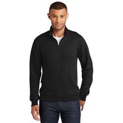 Port & Company PC850Q Fan Favorite Fleece 1/4-Zip Pullover Sweatshirt in Jet Black size XS | Cotton