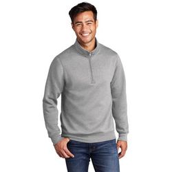 Port & Company PC78Q Core Fleece 1/4-Zip Pullover Sweatshirt in Heather size Small | Cotton Polyester