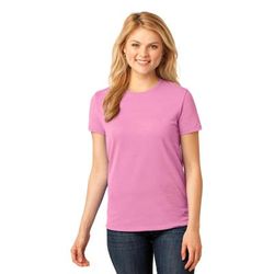 Port & Company LPC54 Women's Core Cotton Top in Candy Pink size Medium | Blend