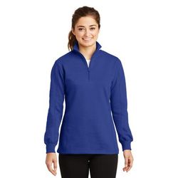 Sport-Tek LST253 Women's 1/4-Zip Sweatshirt in True Royal Blue size Large | Cotton/Polyester Blend
