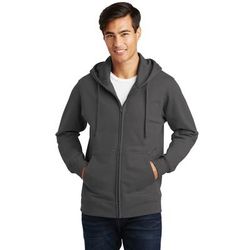 Port & Company PC850ZH Fan Favorite Fleece Full-Zip Hooded Sweatshirt in Charcoal size 2XL