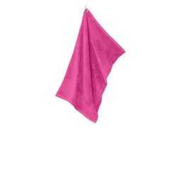 Port Authority TW530 Grommeted Microfiber Golf Towel in Pop Raspberry size OSFA | Polyester Blend