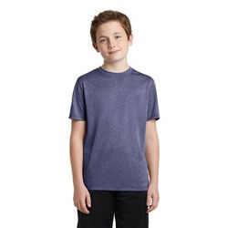 Sport-Tek YST360 Youth Heather Contender Top in True Navy Blue size Large | Polyester