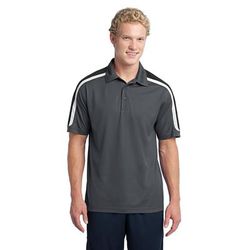 Sport-Tek ST658 Tricolor Shoulder Micropique Sport-Wick Polo Shirt in Iron Gray/Black/White size 3XL | Polyester