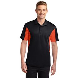 Sport-Tek TST655 Tall Side Blocked Micropique Sport-Wick Polo Shirt in Black/Deep Orange size 4XLT | Polyester
