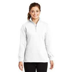 Sport-Tek LST253 Women's 1/4-Zip Sweatshirt in White size Medium | Cotton/Polyester Blend