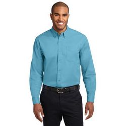 Port Authority S608ES Extended Size Long Sleeve Easy Care Shirt in Maui Blue size 7XL | Cotton/Polyester Blend