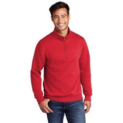 Port & Company PC78Q Core Fleece 1/4-Zip Pullover Sweatshirt in Red size 3XL | Cotton Polyester