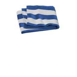 Port Authority PT45 Value Cabana Stripe Beach Towel in Royal Blue size OSFA | Cotton