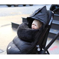 7 A.M. Enfant POD Footmuff, Medium/Large (18M-3T) - Black Plush