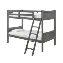 Santino Twin Over Twin Bunk Bed in Grey - Picket House Furnishings SM300TTB