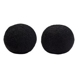 "( Set of 2 ) 10" Round Accent Pillows in Black Faux Sheepskin - Diamond Sofa PILLOWBALLBL2PK"