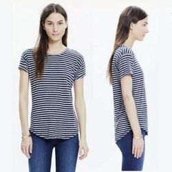 Madewell Tops | Madewell Morelid Striped Cotton Tee Blue/White | Color: Blue/White | Size: Xs