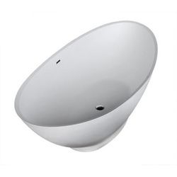 Masoko 6.2 ft. Solid Surface Center Drain Freestanding Bathtub in Matte White - ANZZI FT-AZ8420