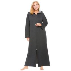 Plus Size Women's Long Hooded Fleece Sweatshirt Robe by Dreams & Co. in Heather Charcoal (Size 6X)