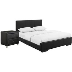 Hindes Upholstered Platform Bed, Black, Twin with 1 Nightstand - Camden Isle Furniture 86363
