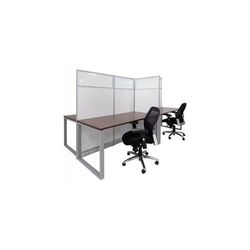 67"H TrendSpaces White Laminate 4-Person Cluster Washable Cubicle w/Glass