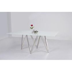 Modern White Glass Top Dining Table - Chintaly ABIGAIL-DT