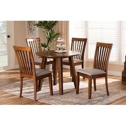 Baxton Studio Lida Modern Grey Fabric & Walnut Brown Finished Wood 5-PC Dining Set - Wholesale Interiors Lida-Grey-Walnut-5PC-Dining-Set