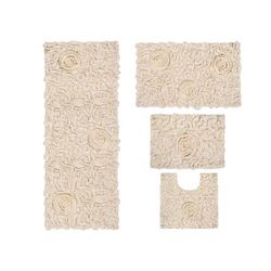 Bellflower 4-Pc. Bath Rug Set Ivory by Home Weavers Inc in Ivory (Size 4 RUG SET)