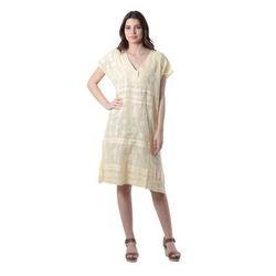 Paisley Garden in Yellow,'Hand Made Embroidered Yellow Cotton Shift Dress'