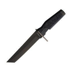 Maserin Myrmillo Fixed Blade Knife 12.25in Overall 7in Black Mil-Spec Coated N690Co Steel Tanto Blade Black Forprene Handle Black Nylon Molle