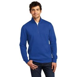 District DT6106 V.I.T. Fleece 1/4-Zip T-Shirt in Deep Royal Blue size XL | Cotton