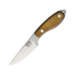 Bark River Caper Necker Natural Micarta Fixed Blade Knife 6in Overall 2.75in Satin Cpm-20Cv SS Blade Natural Canvas Micarta Handle Brown Leather Neck