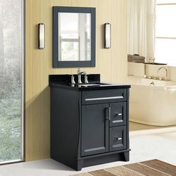 "31" Single sink vanity in Dark Gray finish with Black galaxy granite with rectangle sink - BellaTerra 400700-31-DG-BGR"