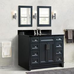 " 49" Single sink vanity in Dark Gray finish with Black galaxy granite and and oval sink - BellaTerra 400700-49S-DG-BGO"