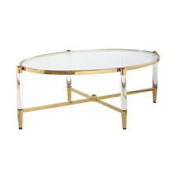 Oval Tempered Glass Cocktail Table - Chintaly DENALI-CT-OVL